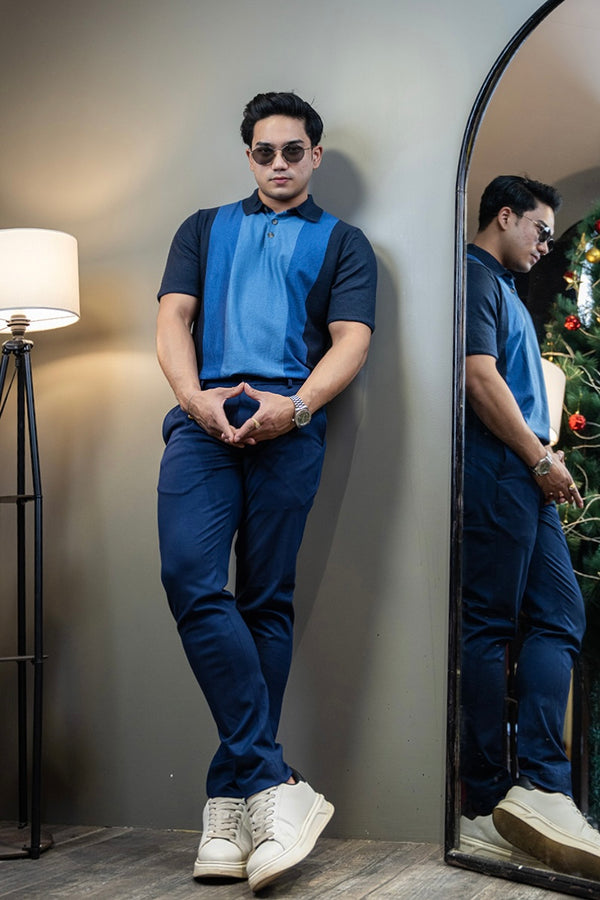Textured short sleeve polo shirt